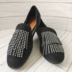 Zara Suede Loafers with Silver Studded Fringe Women's Size 6.5 / 37